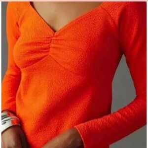 Maeve Orange Crush Long Sleeve Top